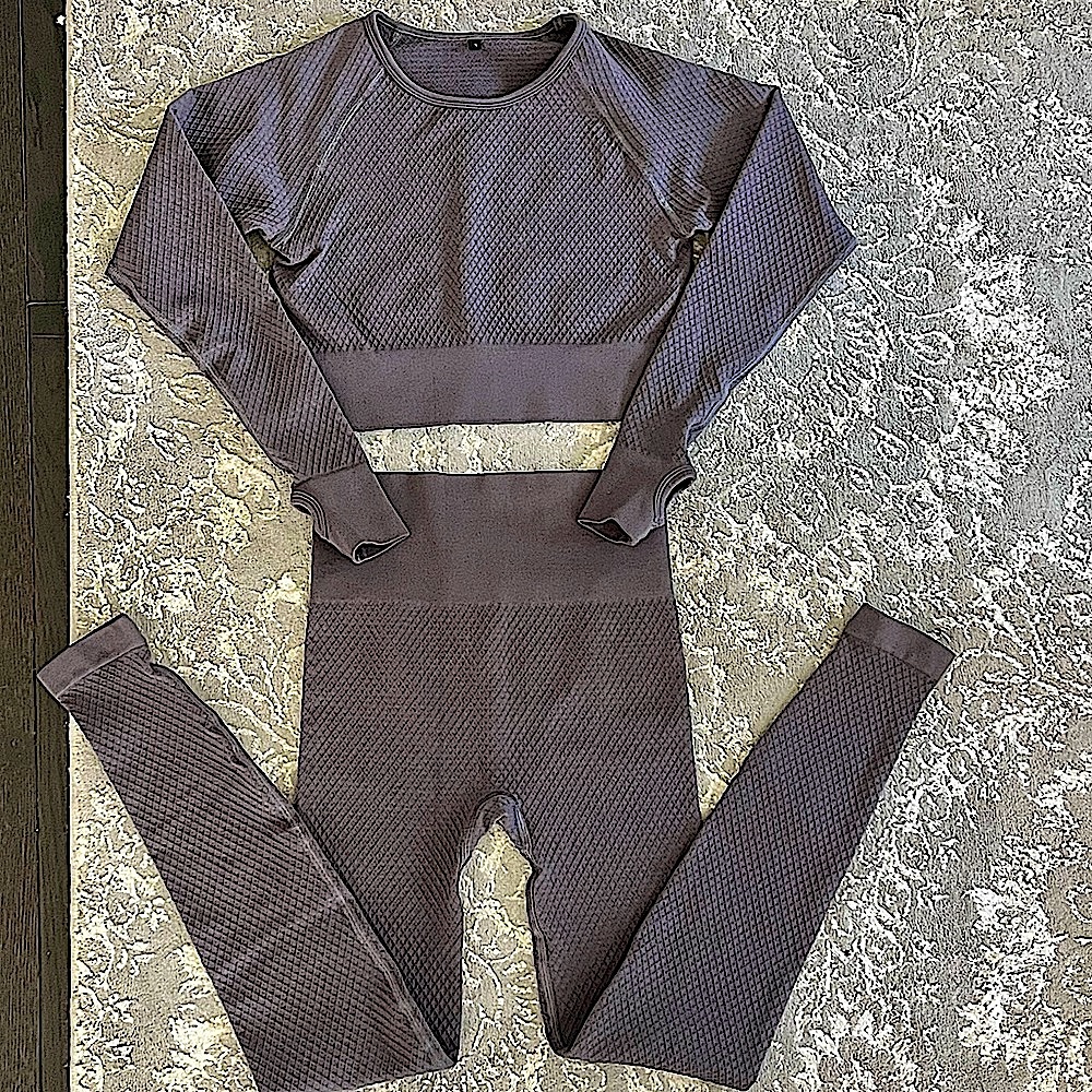 Balance Athletica Energy Long Sleeve Compression Crop Top & Leggings Set Quartz - Picture 7 of 16